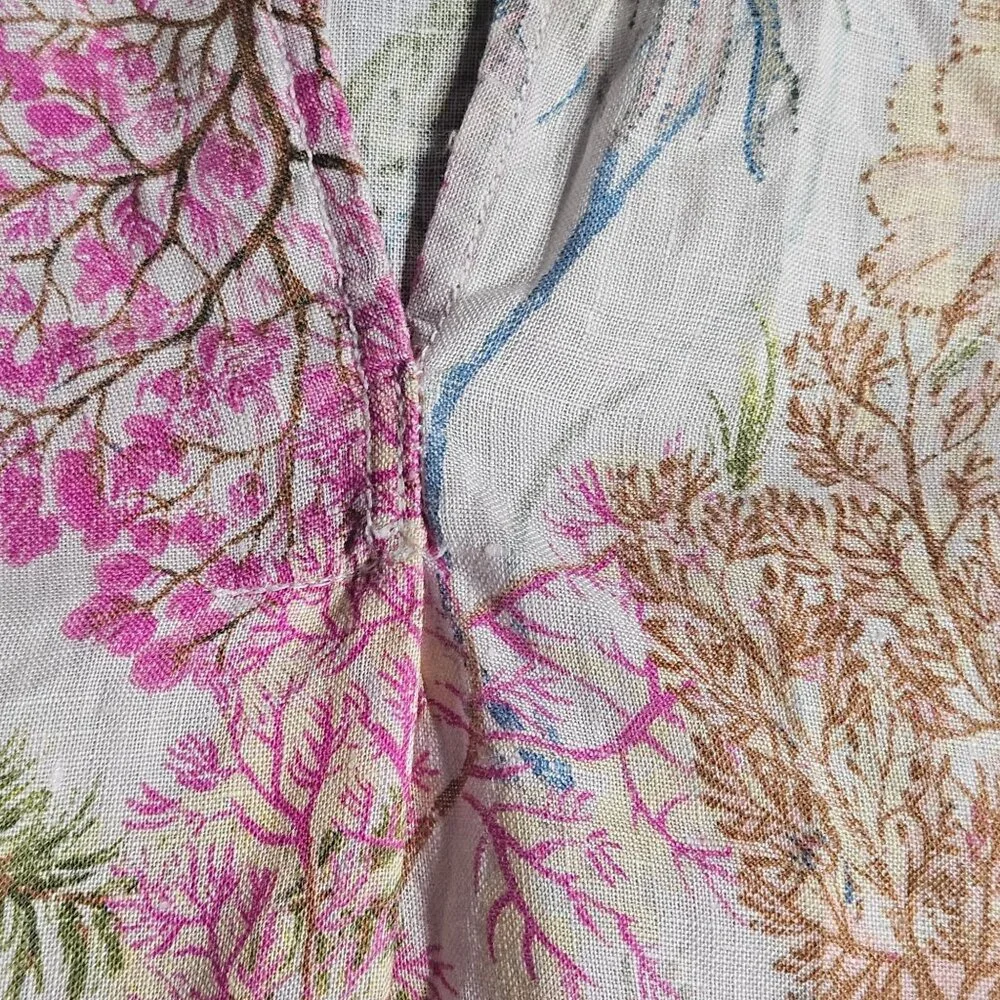 Pilcro Women Linen Sleeveless Floral Blouse 2X Vacation Core Coastal Style - Picture 4 of 10